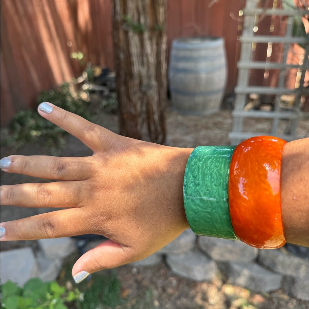 Orange and Green Bangle Set